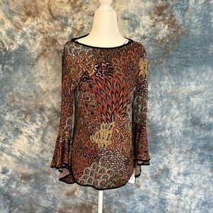 Sam & Jess Elegant Multicolor Women's Top long bell sleeves Medium